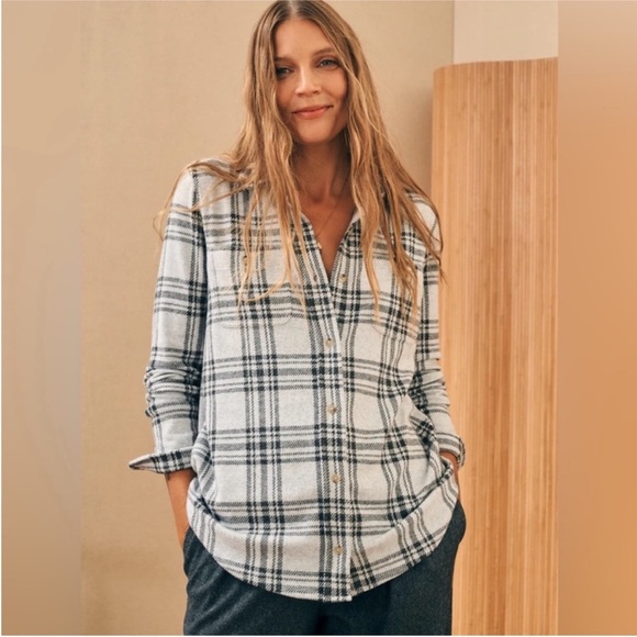 Faherty Legend Sweater Shirt Snowonder Plaid Medium - Picture 2 of 15